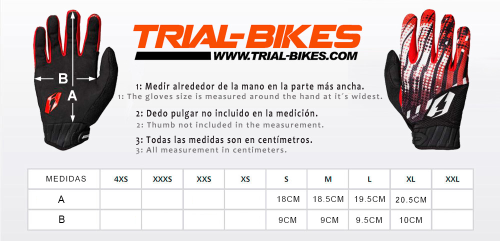 Tabla medidas guantes Jitsie