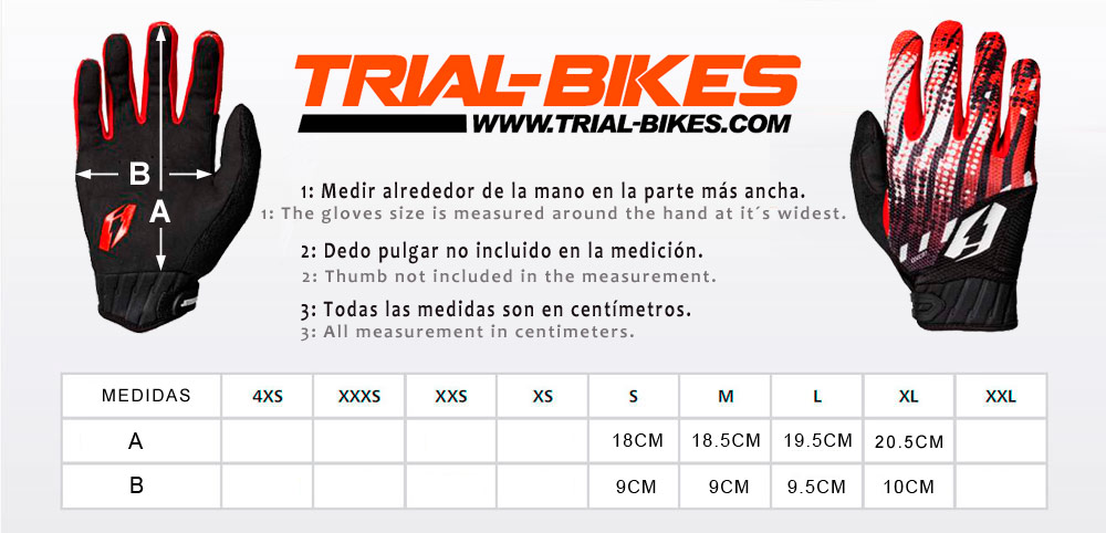 Tabla medidas guantes Jitsie