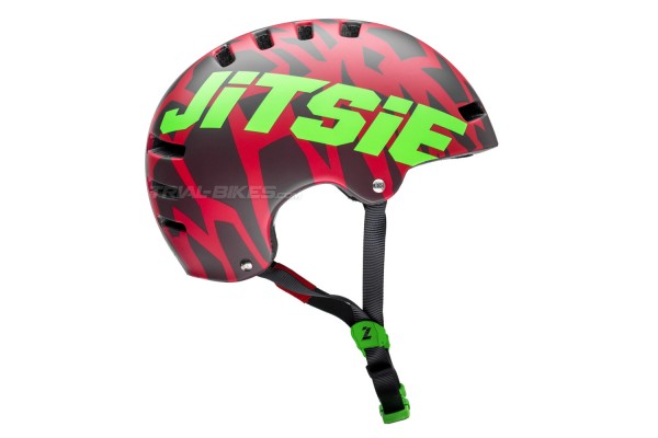 Casco Jitsie Armor Kroko Rojo/Verde Fluo