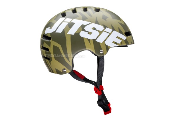 Casco Jitsie Armor kroko Caqui/Blanco/Rojo