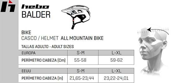 tabla tallas cascos hebo Balder