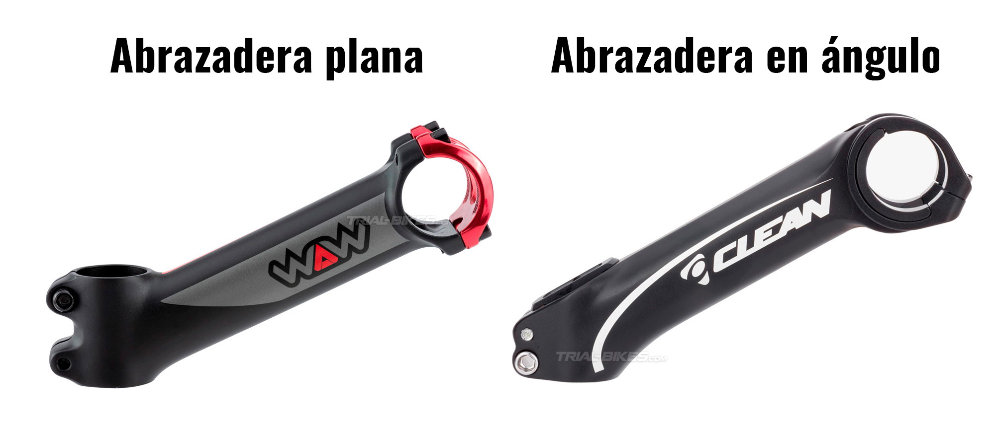Comparación abrazaderas potencia bici trial