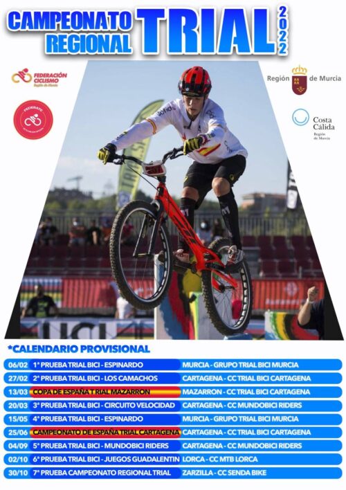 Cartel Calendario Campeonato Región de Murcia Trial Bici 2022