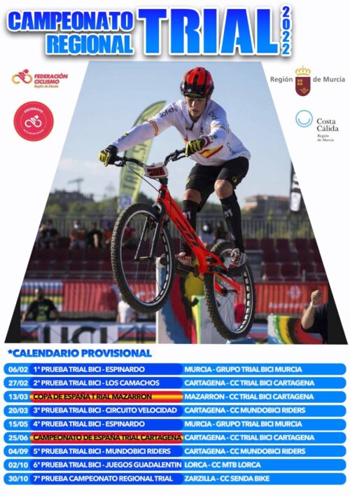 Cartel Calendario Campeonato Región de Murcia Trial Bici 2022