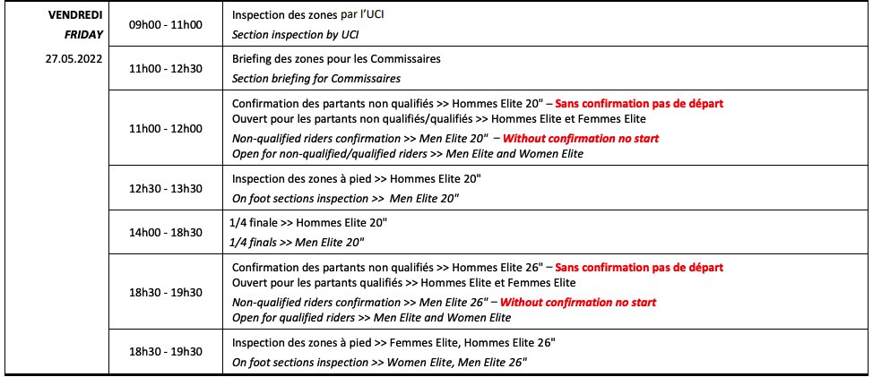 Copa del Mundo Trial UCI Vic 2022 - Programa Viernes 27 de mayo 2022
