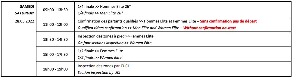 Copa del Mundo Trial UCI Vic 2022 - Programa Sábado 28 de mayo 2022