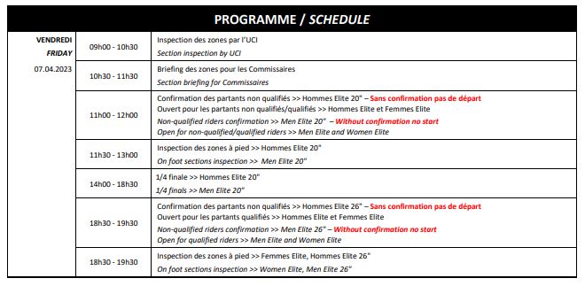 Horario Copa del Mundo Trial Uci 2023 - Viernes