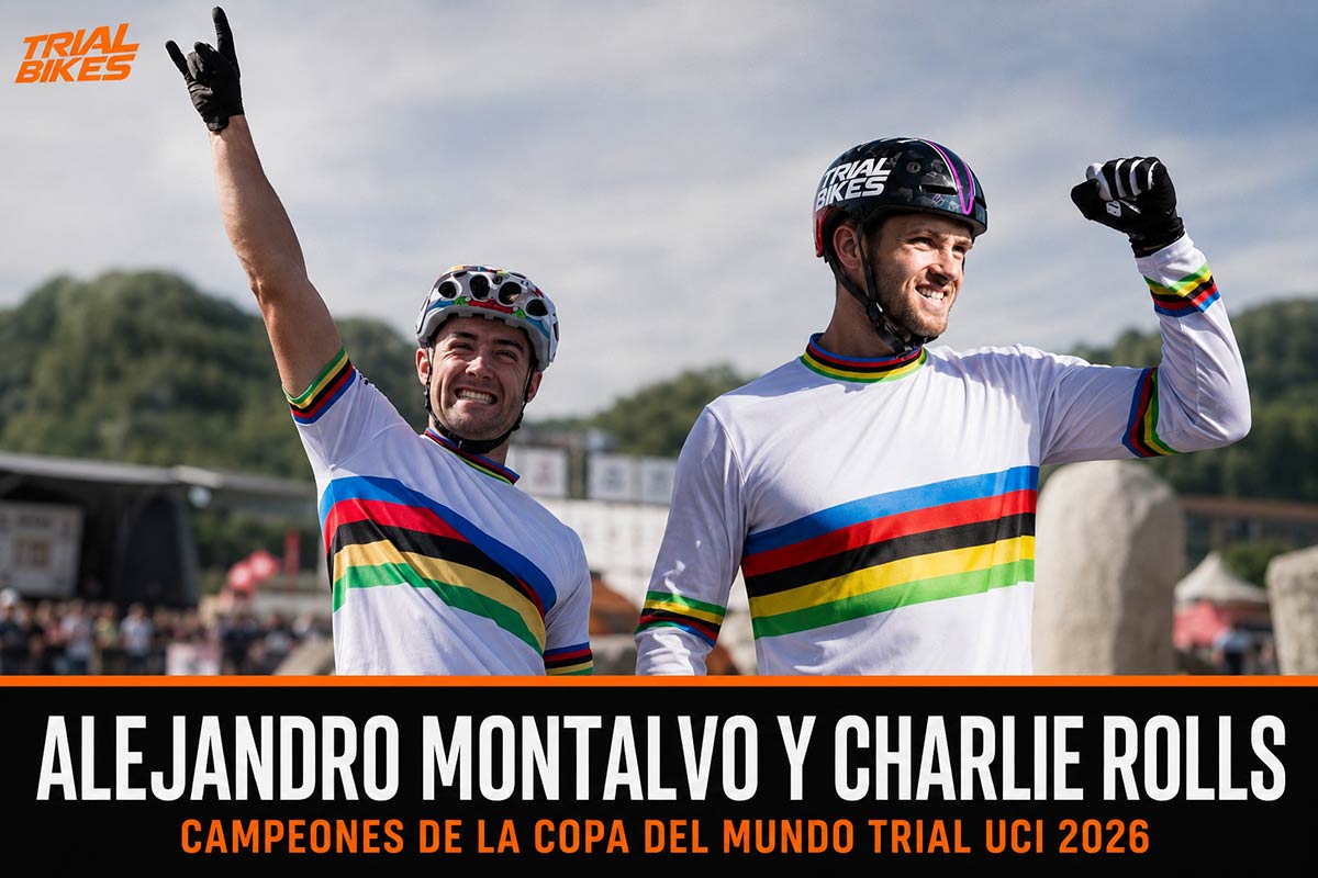 Alejandro Montalvo y Charlie Rolls, campeones de la Copa del Mundo de Trial UCI 2026 en 20” y 26”.