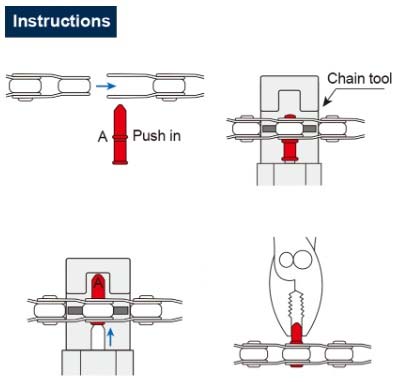 Instrucciones instalación Pin conector cadena KMC